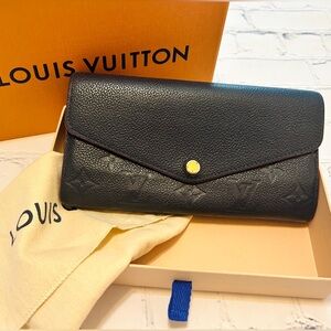 Louis Vuitton Monogram Empreinte Sarah Wallet (Marine Rouge) GORGEOUS FULL SET!